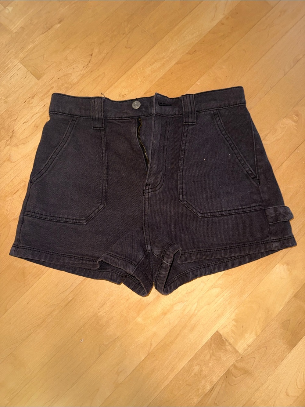PacSun Black High-Waist Carpenter Jean Shorts